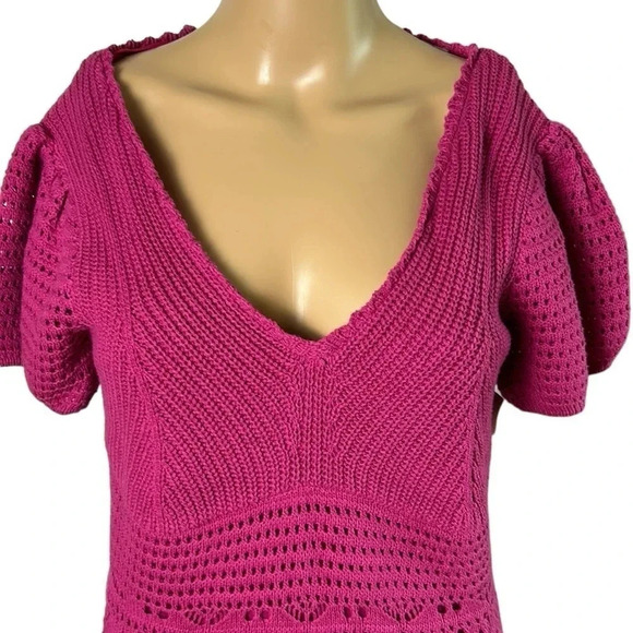 Crochet dress,pink Sm,cottagecore, tassels,fairy,whimsy,coastal,feminine,NWT - Picture 3 of 15